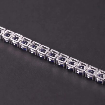 5mm Vintage Sapphire Round Cut Bracelet in Sterling Silver - Image 5