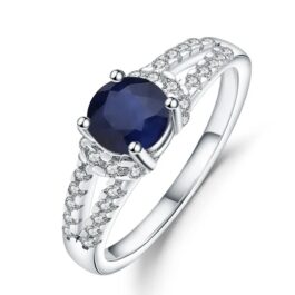 6mm Vintage Sapphire Round Cut Ring in Sterling Silver