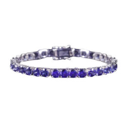 5mm Vintage Sapphire Round Cut Bracelet in Sterling Silver