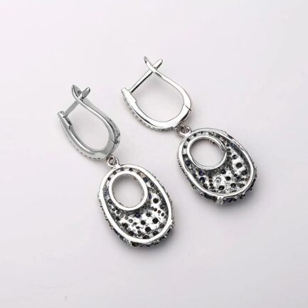 Vintage Blue Sapphire Drop Earrings in Sterling Silver - Image 3