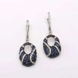 Vintage Blue Sapphire Drop Earrings in Sterling Silver