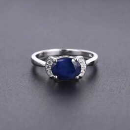 2.0 Carat Vintage Sapphire Oval Cut Ring in Sterling Silver