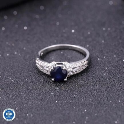 6mm Vintage Sapphire Round Cut Ring in Sterling Silver - Image 5