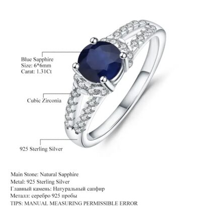 6mm Vintage Sapphire Round Cut Ring in Sterling Silver - Image 4