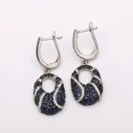 Vintage Blue Sapphire Drop Earrings in Sterling Silver - Image 4