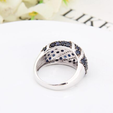 Vintage Diffusion Sapphire Round Cut Ring in Sterling Silver - Image 5