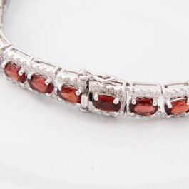 6mm Vintage Red Garnet Oval cut Bracelet in Sterling Silver