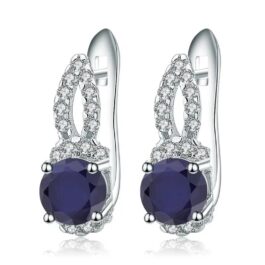 6mm Vintage Sapphire Round Cut Drop Earrings in Sterling Silver