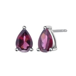 6mm Vintage Red Garnet Pear Cut Stud Earrings in Sterling Silver