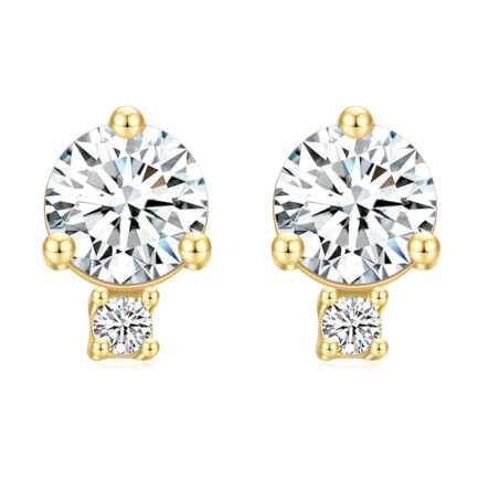 White Cubic Zirconia Round Cut Stud Earrings in Sterling Silver