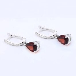 4.3Ct Vintage Red Garnet Pear Cut Drop Earrings in Sterling Silver