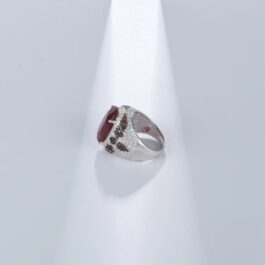 18mm Vintage Red Agate Oval Cut Ring in Sterling Silver