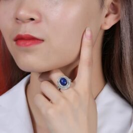 Vintage Sapphire Oval Cut Ring in Sterling Silver