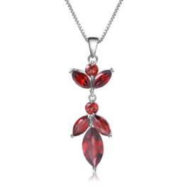 10mm Vintage Red Garnet Marquise Cut Pendants Necklace in Sterling Silver