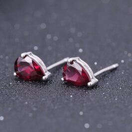 6mm Vintage Red Garnet Pear Cut Stud Earrings in Sterling Silver