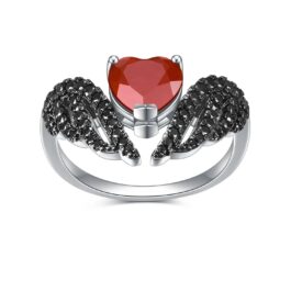 Vintage Red Agate Heart Cut Ring in Sterling Silver