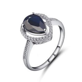 Vintage Sapphire Pear Cut Ring in Sterling Silver