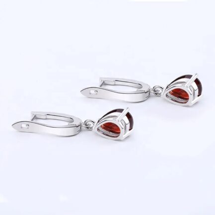 4.3Ct Vintage Red Garnet Pear Cut Drop Earrings in Sterling Silver - Image 3