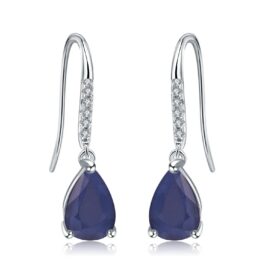 10mm Vintage Sapphire Pear Cut Drop Earrings in Sterling Silver