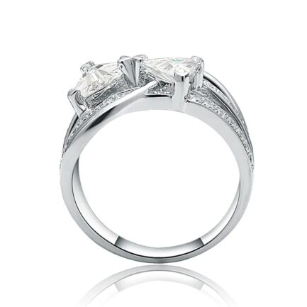 7mm White Cubic Zirconia Trillion Cut Ring in Sterling Silver - Image 3