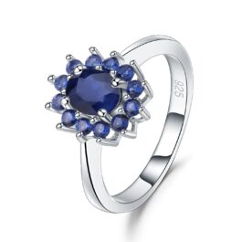 7mm Vintage Sapphire Oval Cut Ring in Sterling Silver