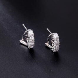 White Cubic Zirconia Round Cut Stud Earrings in Sterling Silver