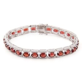 6mm Vintage Red Garnet Oval cut Bracelet in Sterling Silver