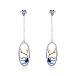 5mm Vintage Sapphire Oval Cut Drop Earrings in Sterling Silver