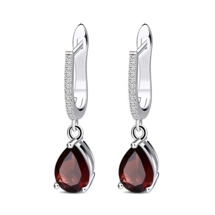 4.3Ct Vintage Red Garnet Pear Cut Drop Earrings in Sterling Silver