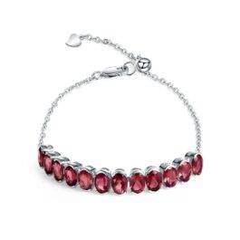 7mm Vintage Red Garnet Oval Cut Bracelet in Sterling Silver