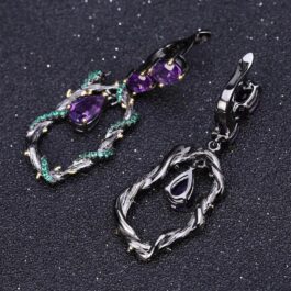 6mm Vintage Amethyst Pear Cut Drop Earrings in Sterling Silver