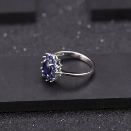 7mm Vintage Sapphire Oval Cut Ring in Sterling Silver