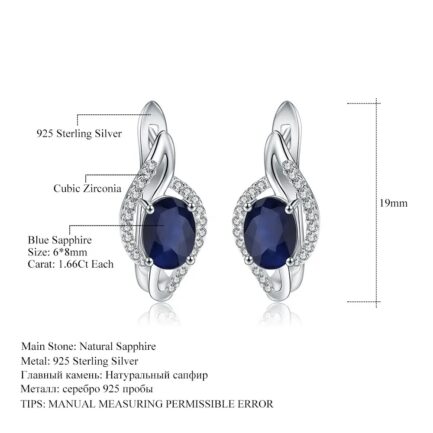 8mm Vintage Sapphire Oval Cut Stud Earrings in Sterling Silver - Image 6