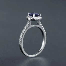 8mm Vintage Sapphire Oval Cut Ring in Sterling Silver