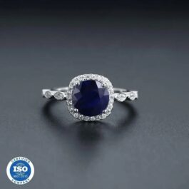 8mm Vintage Sapphire Round Cut Ring in Sterling Silver