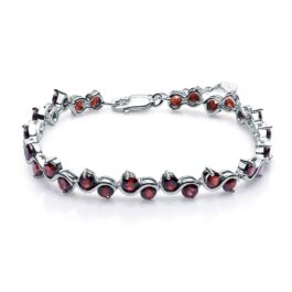 4mm Vintage Red Garnet Round cut Bracelet in Sterling Silver