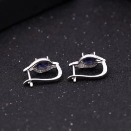 8mm Vintage Sapphire Oval Cut Stud Earrings in Sterling Silver