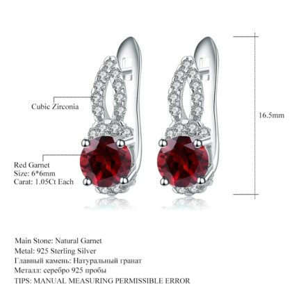 6mm Vintage Red Garnet Round Cut Drop Earrings in Sterling Silver - Image 5