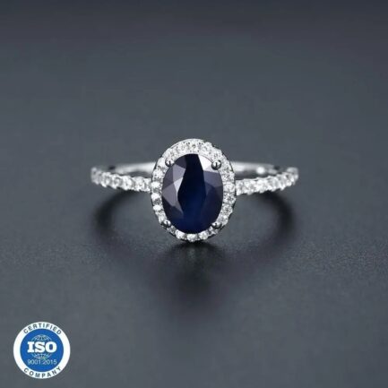 8mm Vintage Sapphire Oval Cut Ring in Sterling Silver - Image 5