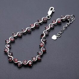 4mm Vintage Red Garnet Round cut Bracelet in Sterling Silver