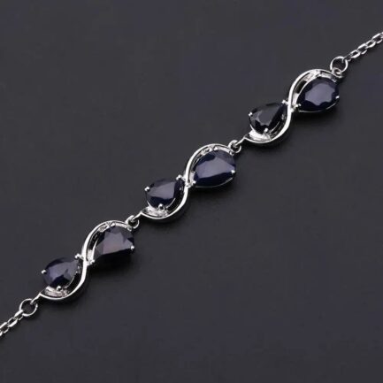 7mm Vintage Sapphire Pear Cut Bracelet in Sterling Silver - Image 2