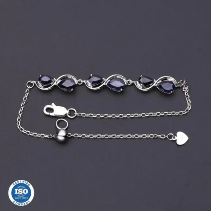 7mm Vintage Sapphire Pear Cut Bracelet in Sterling Silver - Image 3