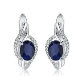 8mm Vintage Sapphire Oval Cut Stud Earrings in Sterling Silver