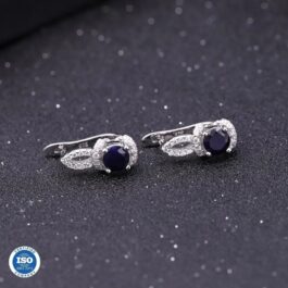 6mm Vintage Sapphire Round Cut Drop Earrings in Sterling Silver