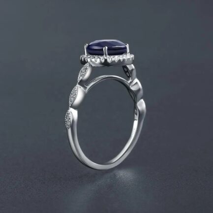 8mm Vintage Sapphire Round Cut Ring in Sterling Silver - Image 5