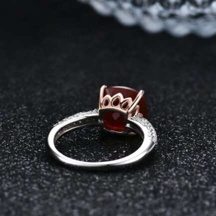 Vintage Red Agate Cushion Cut Ring in Sterling Silver - Image 3