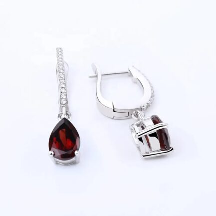 4.3Ct Vintage Red Garnet Pear Cut Drop Earrings in Sterling Silver - Image 4