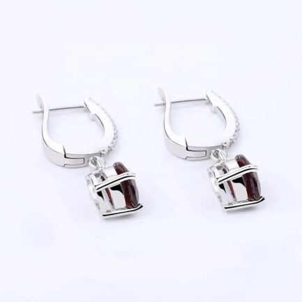 4.3Ct Vintage Red Garnet Pear Cut Drop Earrings in Sterling Silver - Image 5