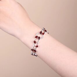 7mm Vintage Red Garnet Pear Cut Bracelet in Sterling Silver