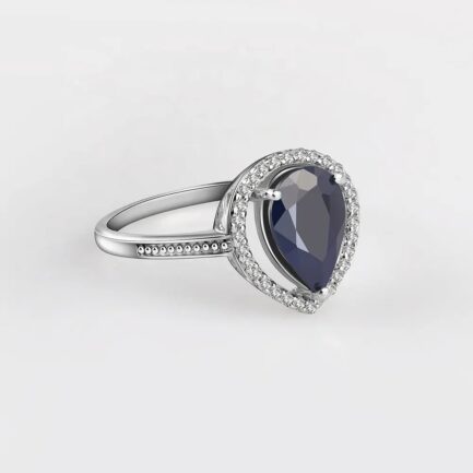 Vintage Sapphire Pear Cut Ring in Sterling Silver - Image 6